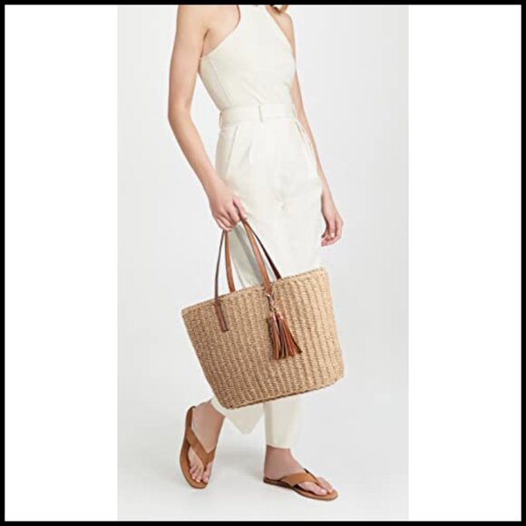 Straw Woven Tote Bag Handmade Shoulder Bag Summer Travel Chic Boho - Picture 4 of 7